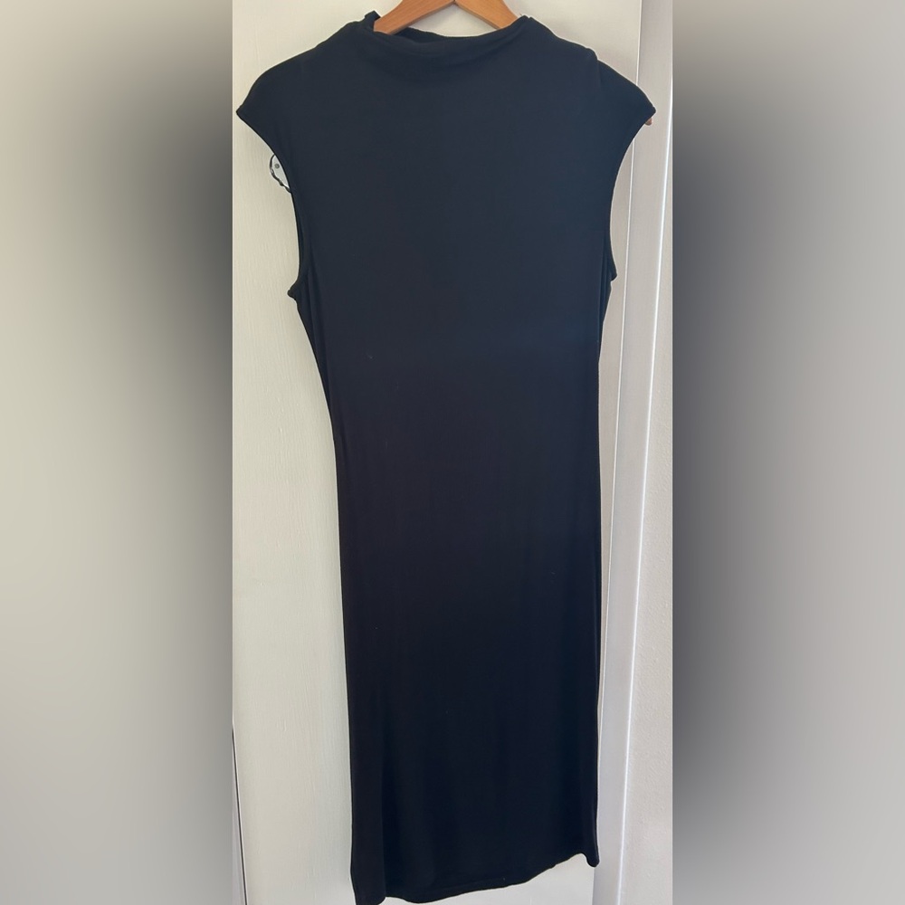 Hem & Thread Black Ribbed Knit mock neck dress